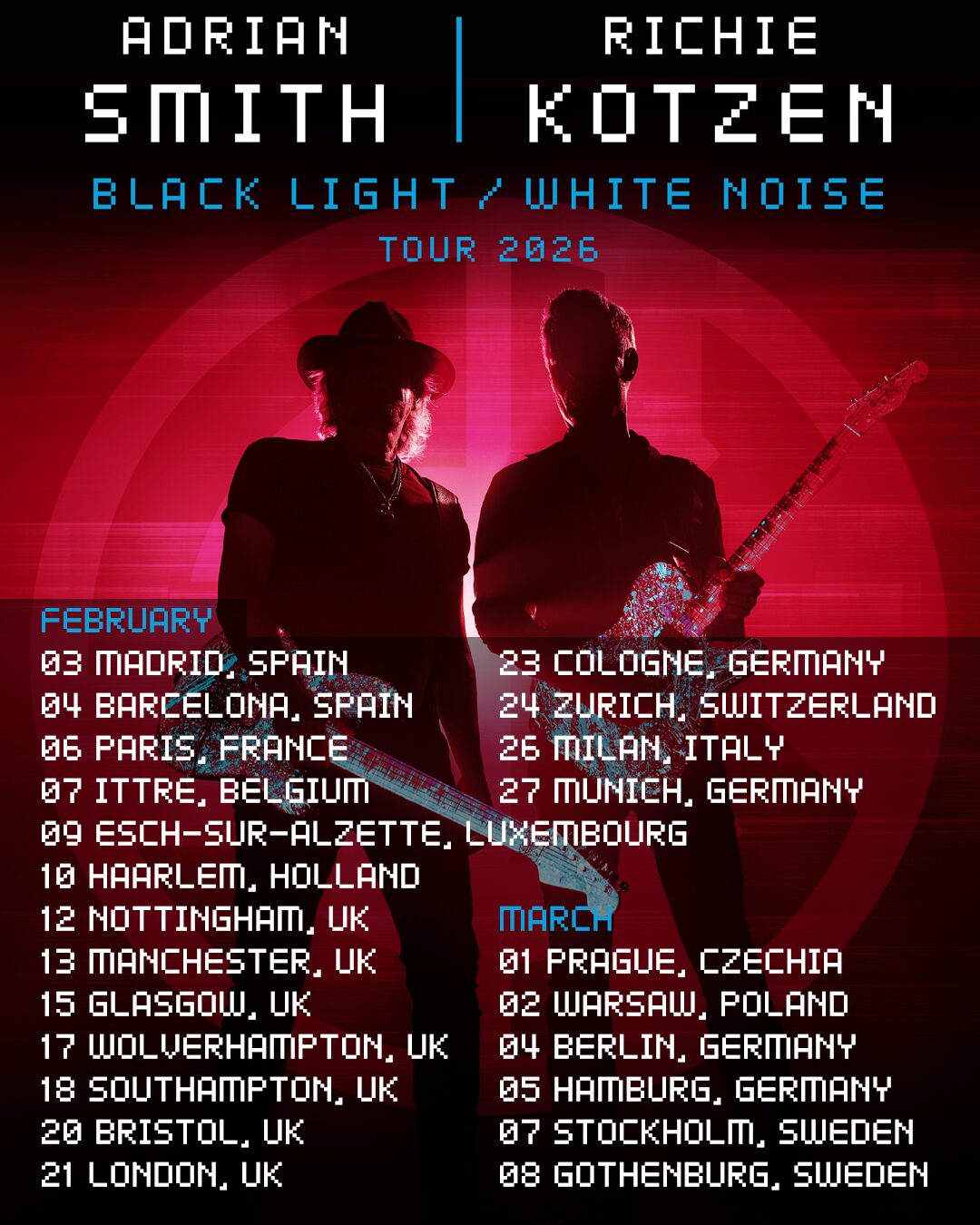 Smith/Kotzen announce the Black Light / White Noise Tour 2026 - Iron Maiden