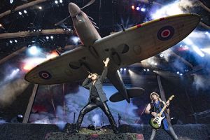 ACES HIGH: IRON MAIDEN FLY REPLICA SPITFIRE AS THEIR SOLD OUT LEGACY OF THE BEAST TOUR LANDS IN THE UK
